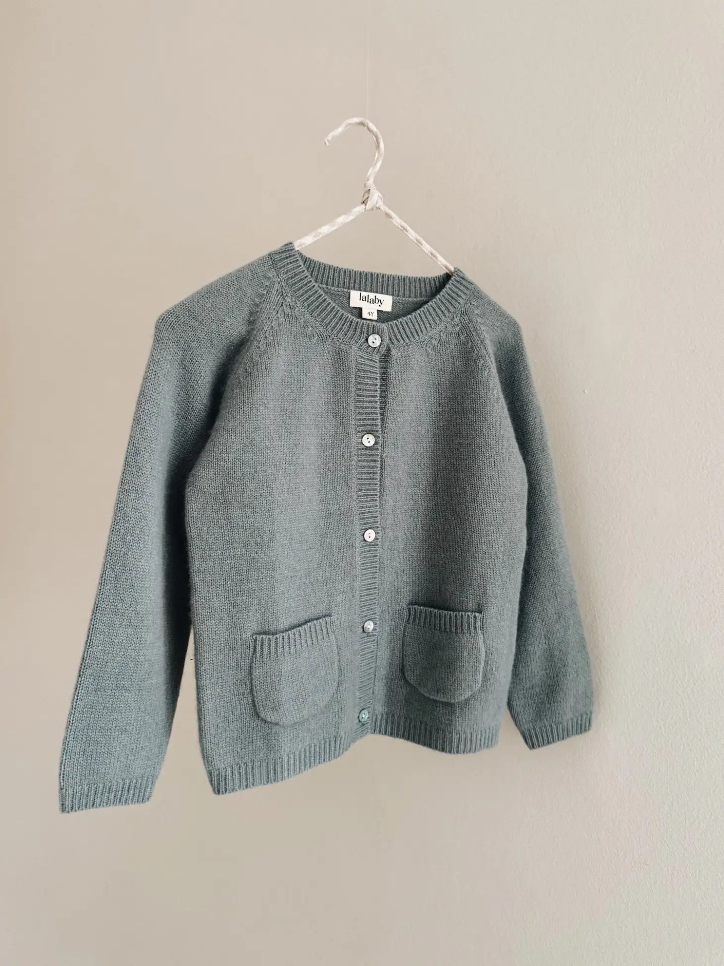Lalaby Bobbie cardigan for kids in dove blue cashmere