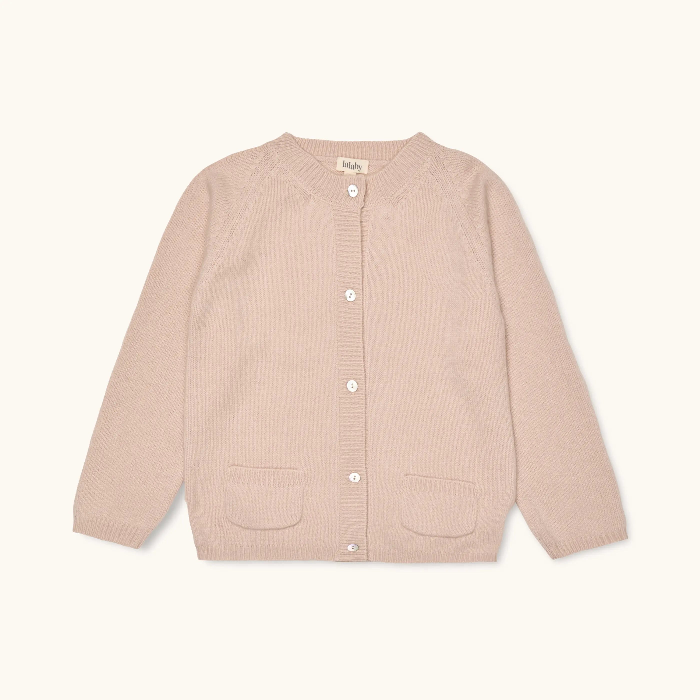 Lalaby Bobbie cardigan for kids in powder pink cashmere