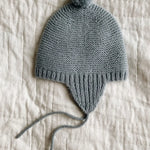 Lalaby knitted Bobo hat for babies in dove blue cashmere