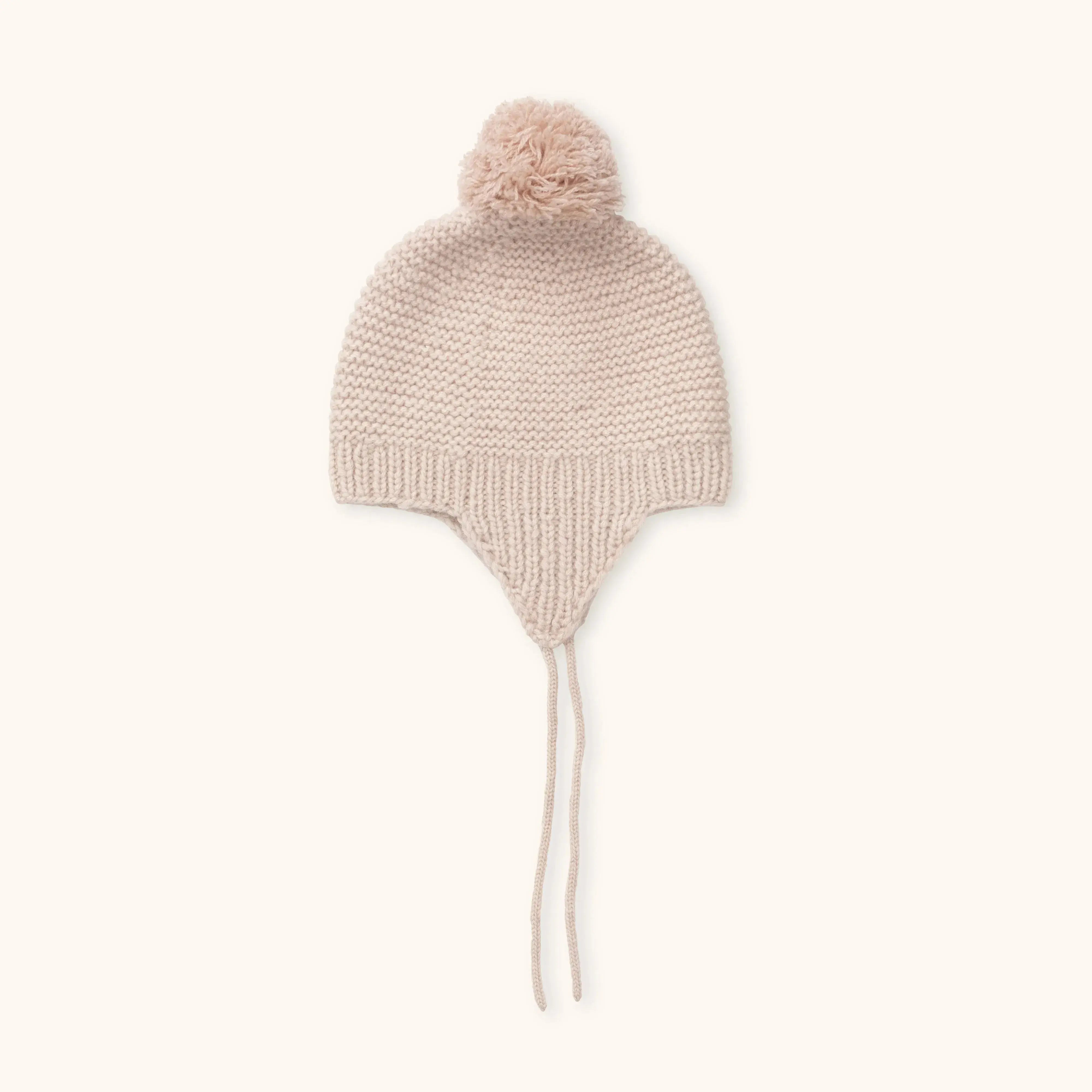 Lalaby knitted Bobo hat for babies in powder pink cashmere