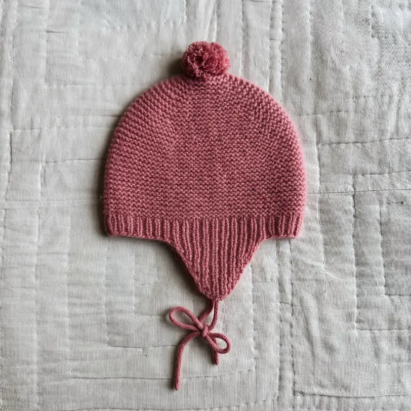 Lalaby knitted Bobo hat for babies in sorbet pink cashmere