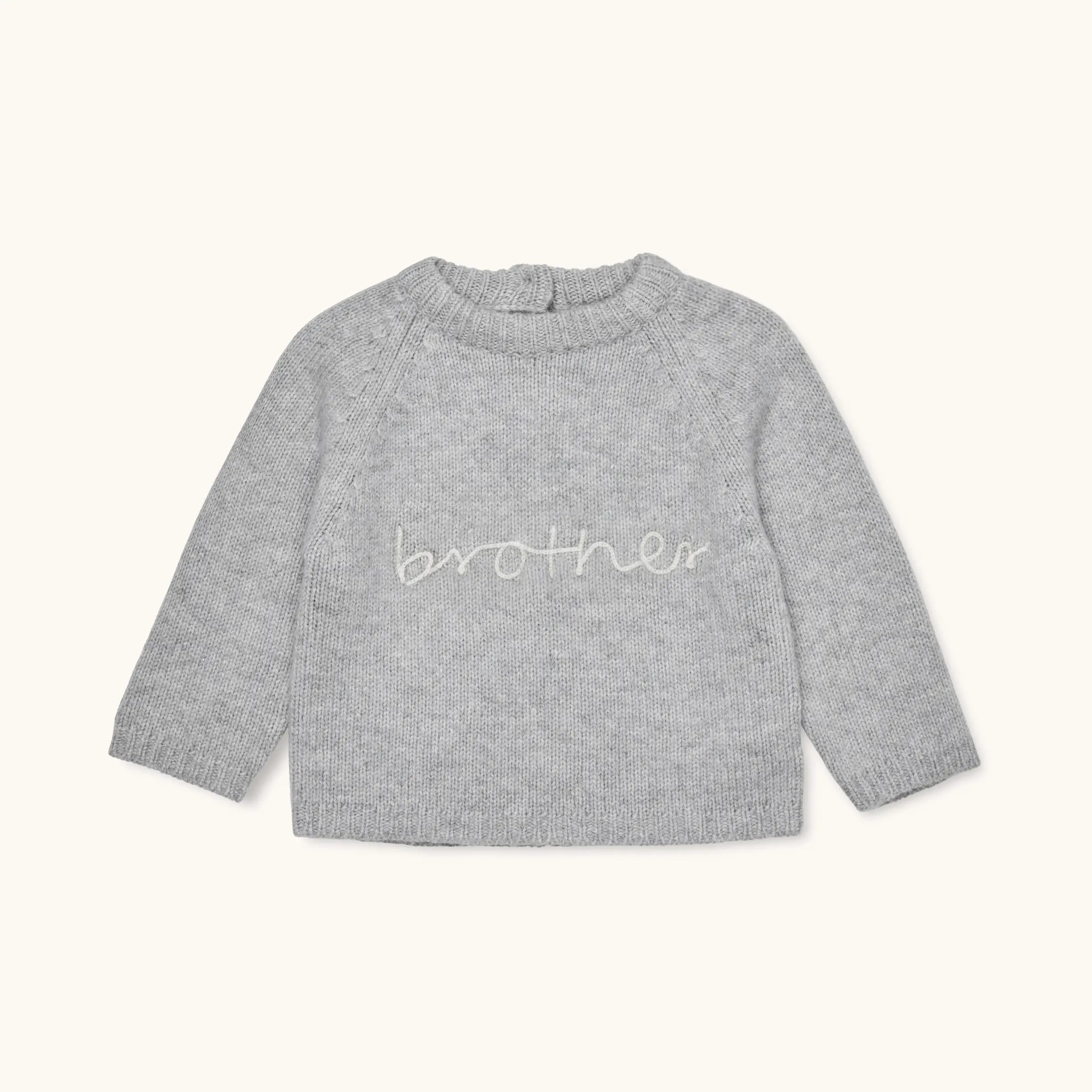 Lalaby Brother sweater for babies in a grey baby wool, yak and cashnere blend