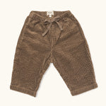 Lalaby Charlie trousers for babies in cookie brown organic cotton mega cord
