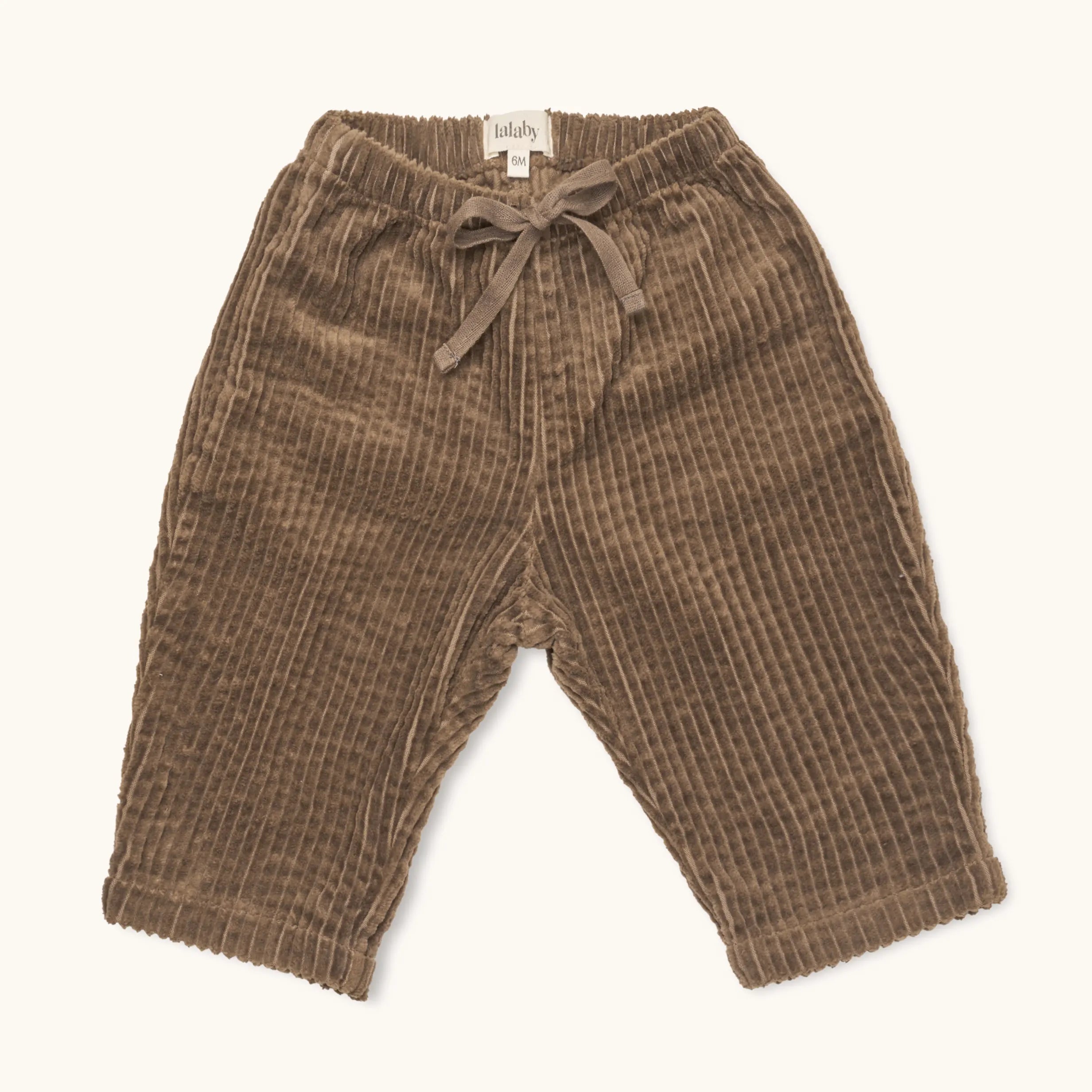 Lalaby Charlie trousers for babies in cookie brown organic cotton mega cord