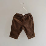 Lalaby Charlie trousers for babies in cookie brown organic cotton mega cord
