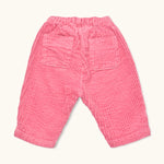 Lalaby Charlie trousers for babies in flamingo pink organic cotton mega cord