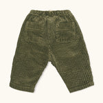 Lalaby Charlie baby trousers in forest green organic cotton mega cord