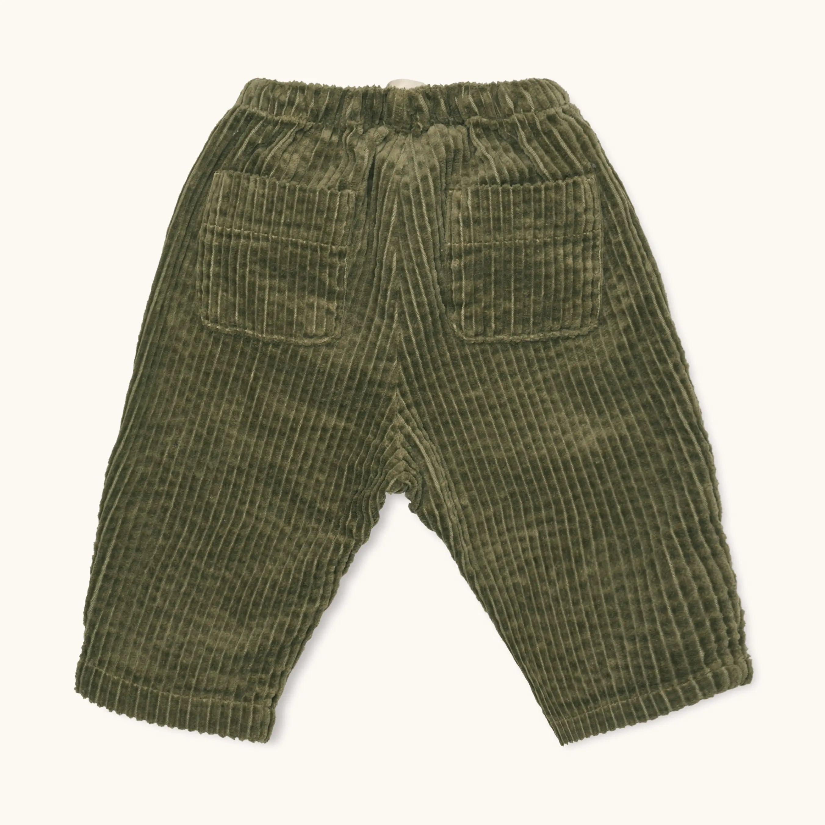 Lalaby Charlie baby trousers in forest green organic cotton mega cord