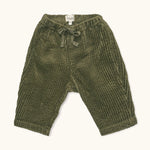 Lalaby Charlie baby trousers in forest green organic cotton mega cord