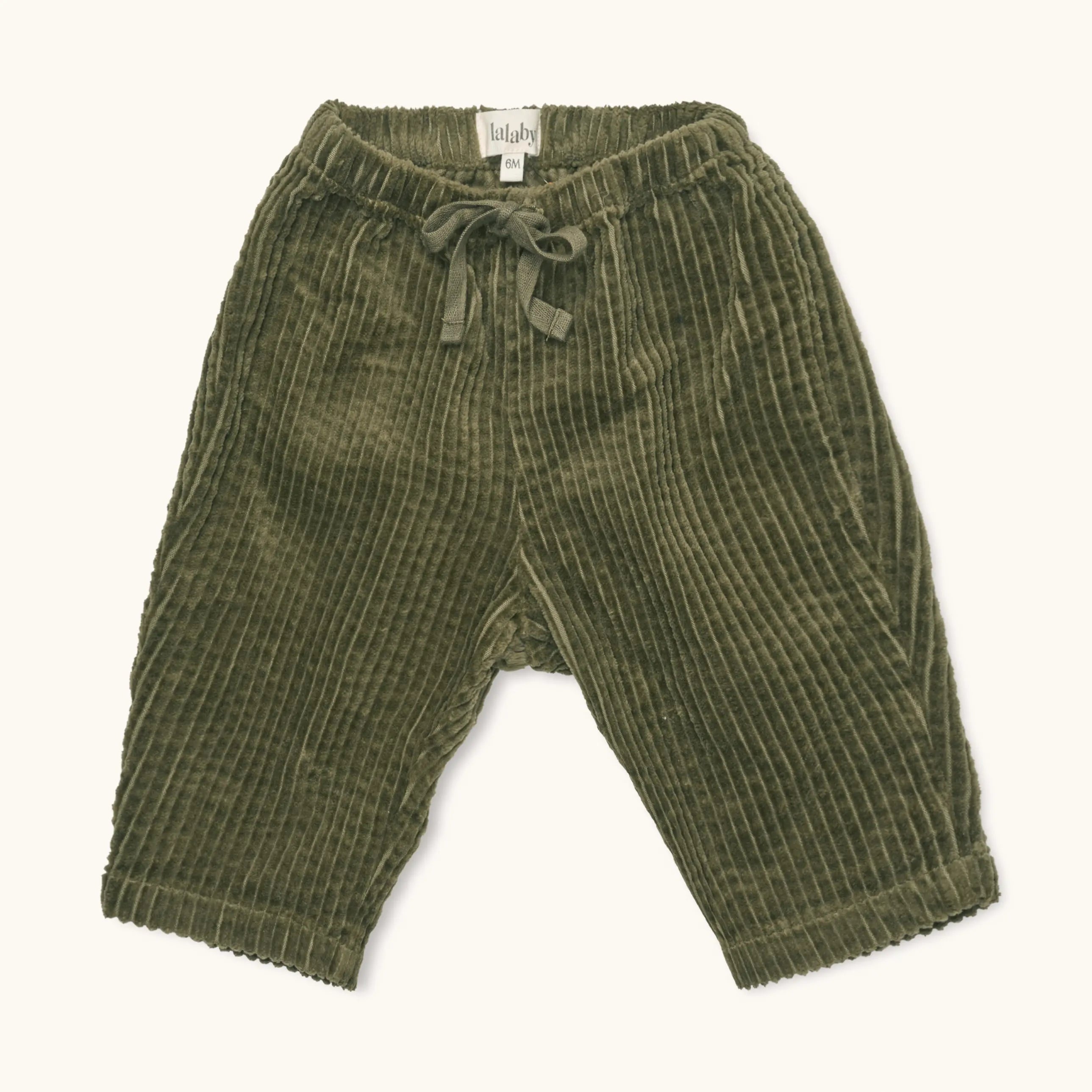 Lalaby Charlie baby trousers in forest green organic cotton mega cord