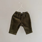 Lalaby Charlie baby trousers in forest green organic cotton mega cord