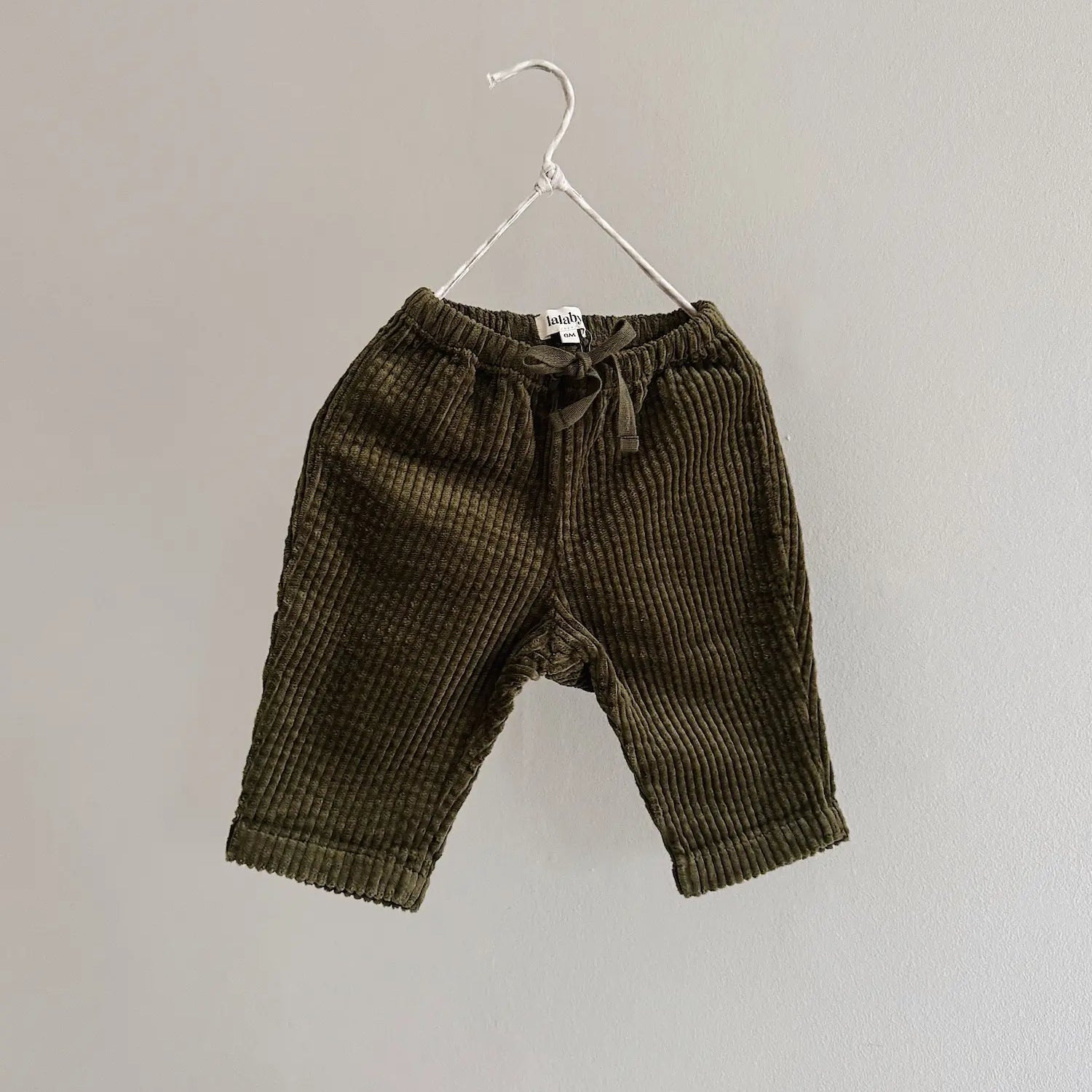 Lalaby Charlie baby trousers in forest green organic cotton mega cord
