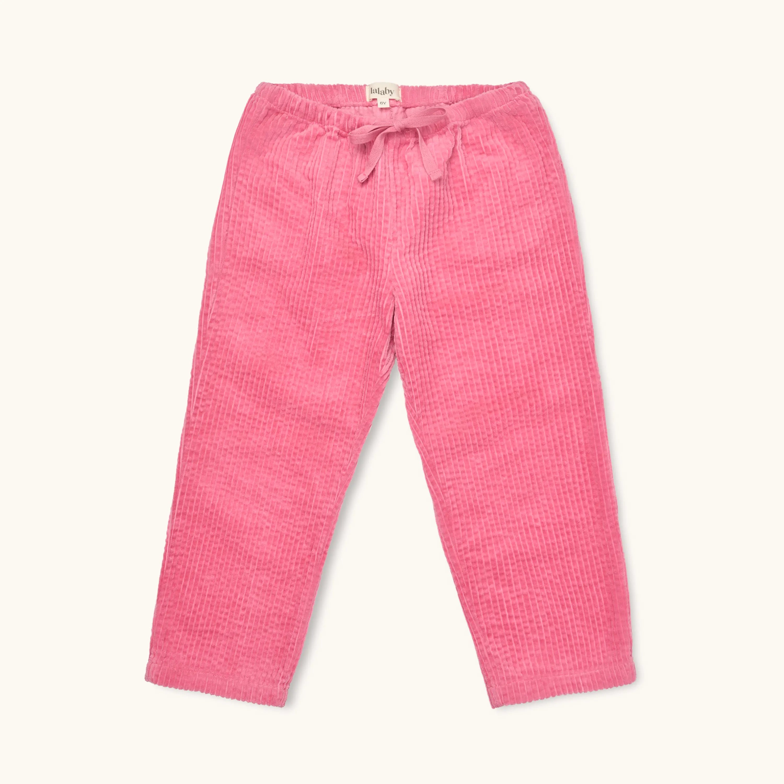 Lalaby Charlie trousers for kids in flamingo pink organic cotton mega cord