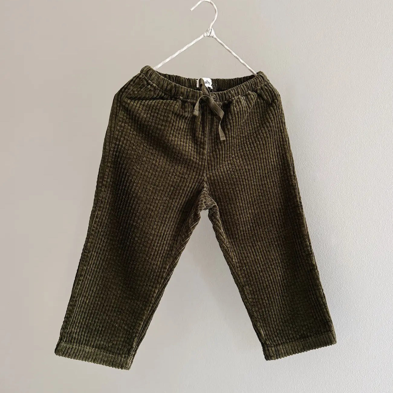 Lalaby Charlie kids trousers in forest green organic cotton mega cord