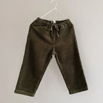 Lalaby Charlie kids trousers in forest green organic cotton mega cord