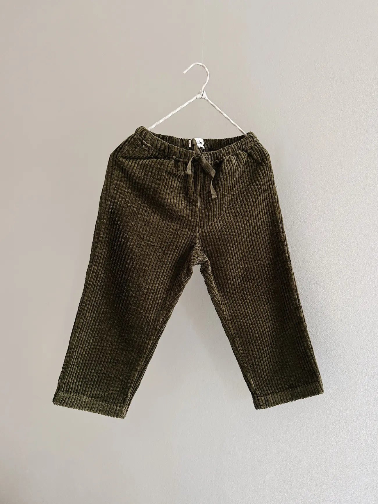 Lalaby Charlie kids trousers in forest green organic cotton mega cord