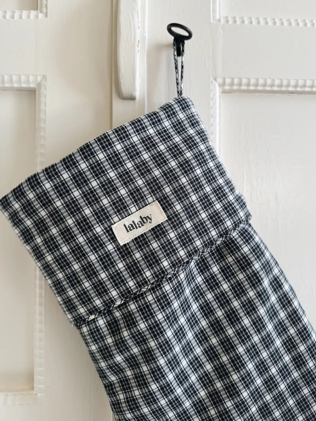 Lalaby Christmas stocking in 100% organic Winter check