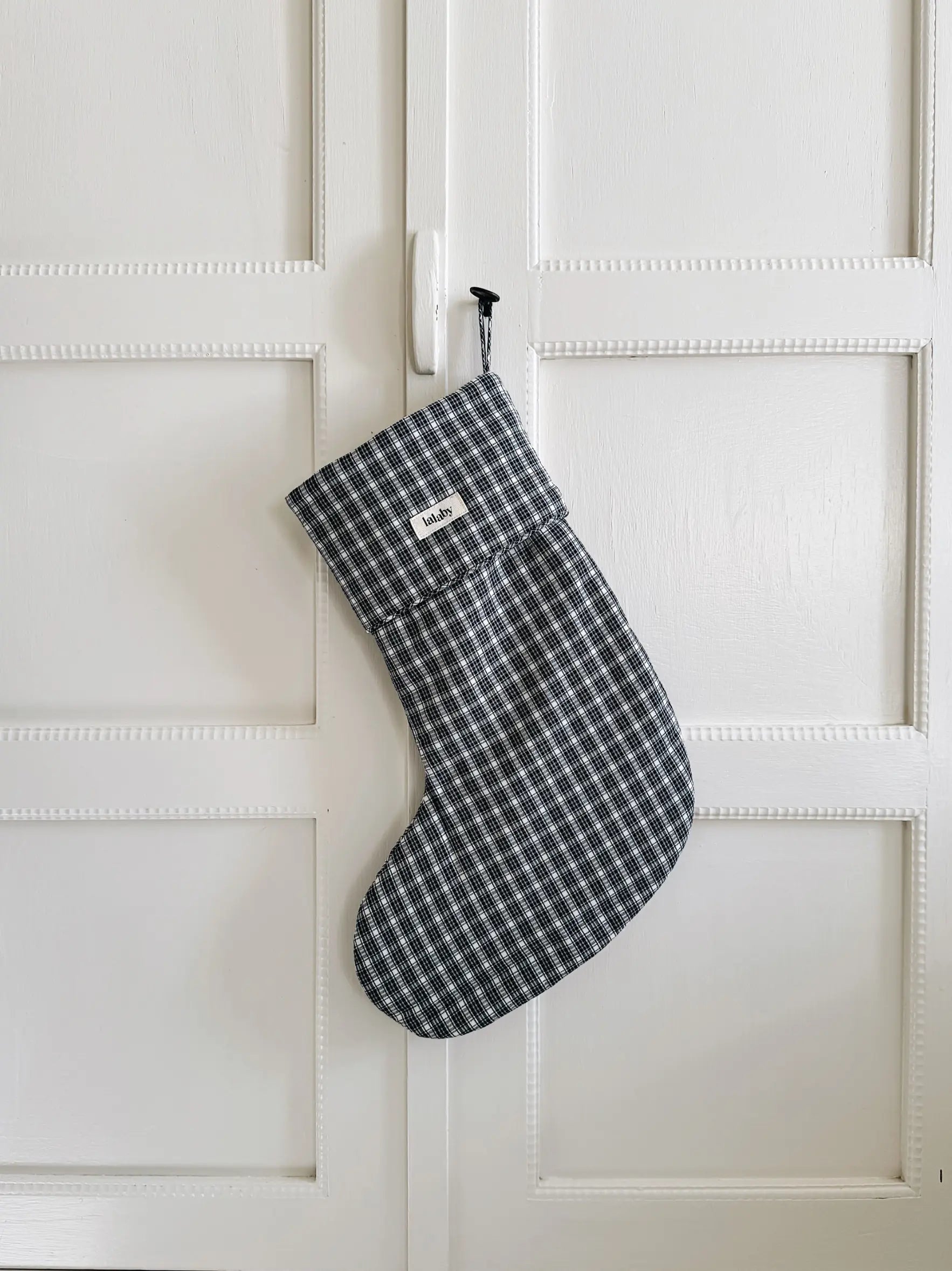 Lalaby Christmas stocking in 100% organic Winter check