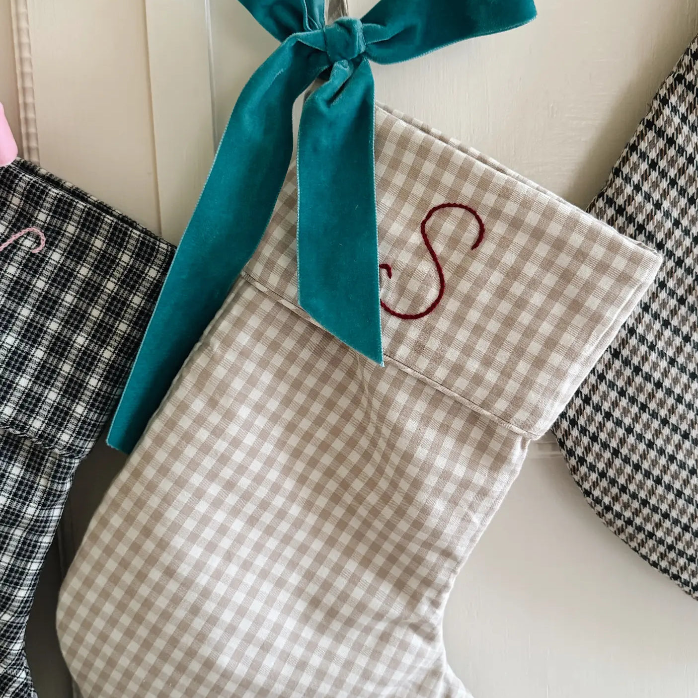 Lalaby - Christmas stocking beige gingham