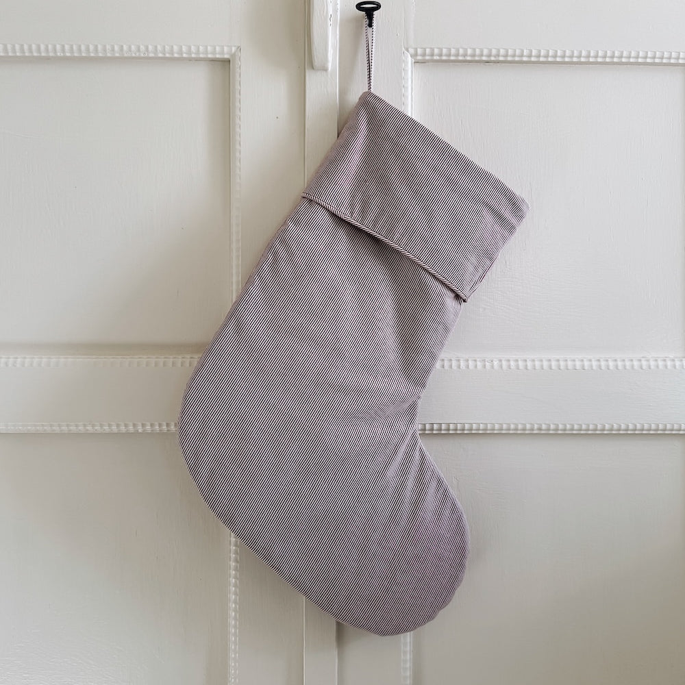 Lalaby Christmas stocking in 100% organic cotton berry stripe