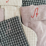 Lalaby Christmas stockings with hand embroidered letters