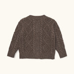 Lalaby Coby cardigan for babies in chocolate brown merino wool
