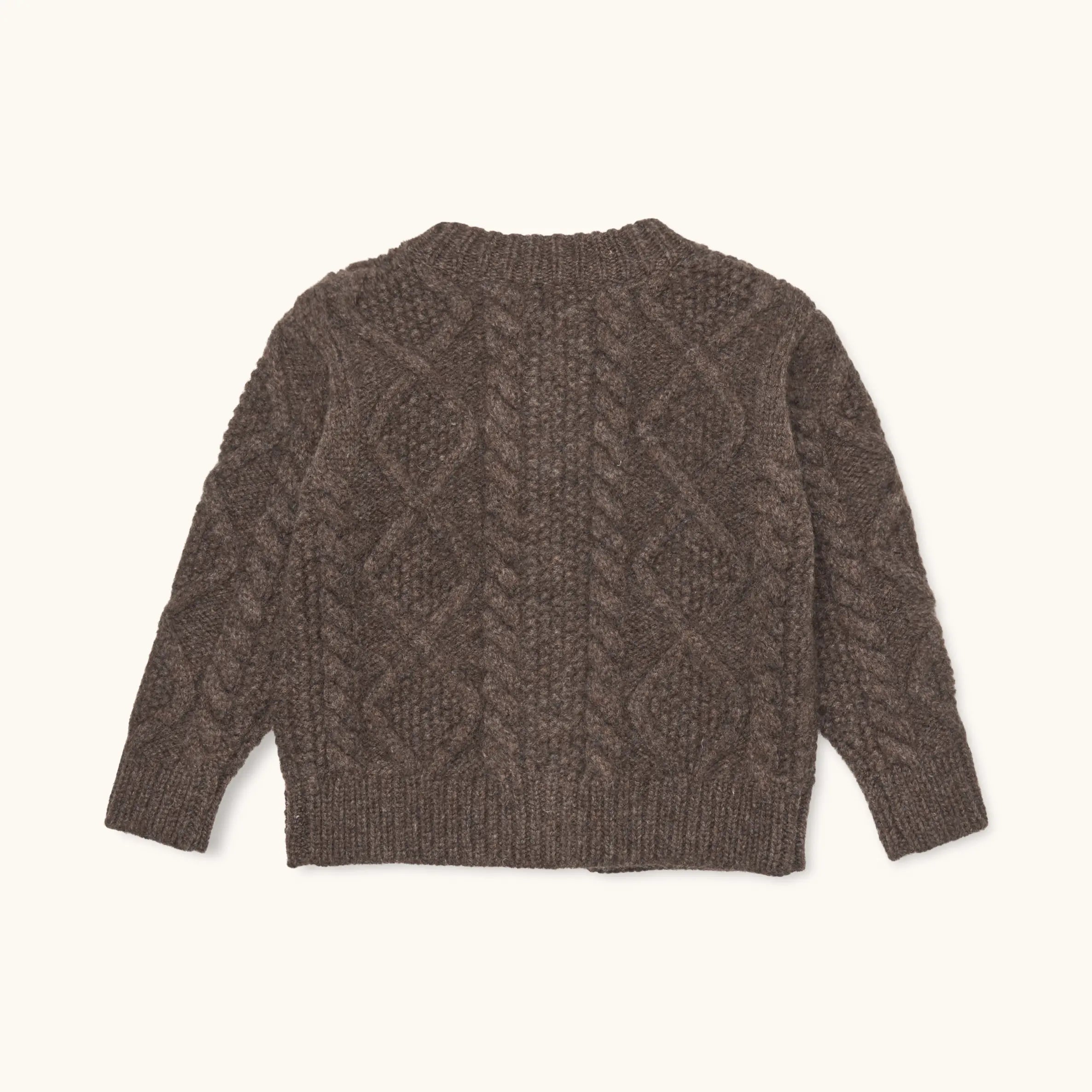 Lalaby Coby cardigan for babies in chocolate brown merino wool