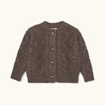 Lalaby Coby cardigan for babies in chocolate brown merino wool