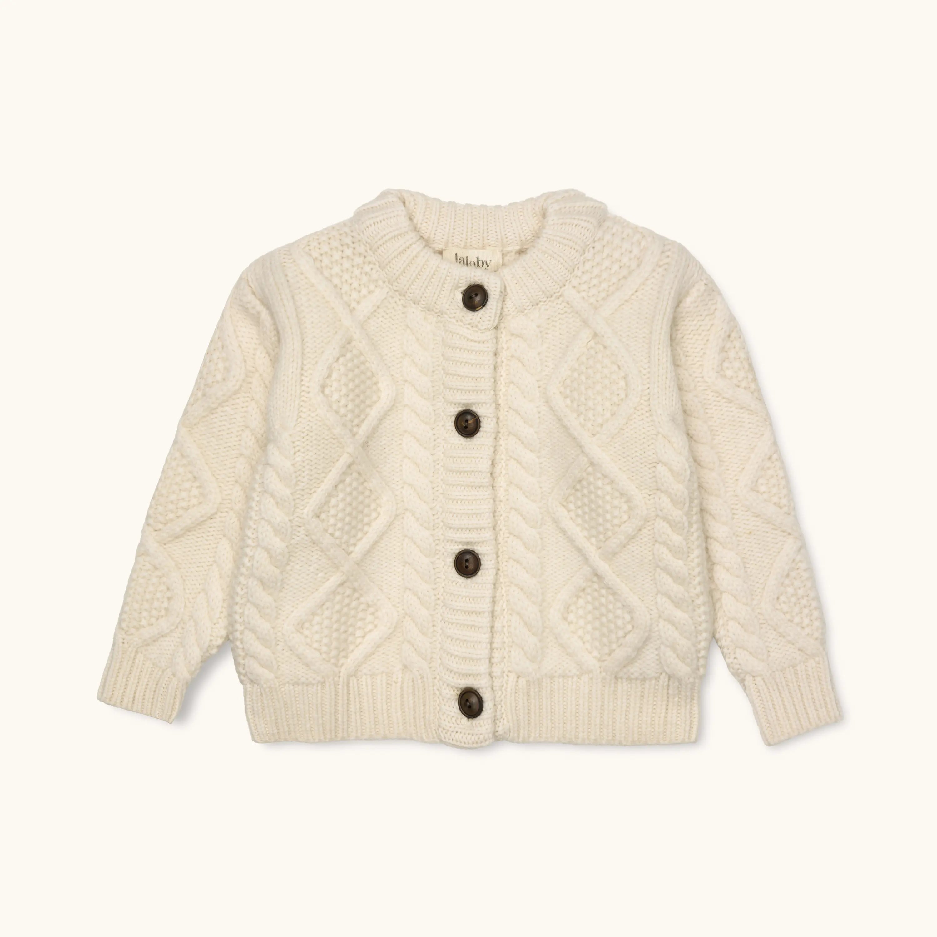 Lalaby Coby cardigan for babies in natural white merino wool