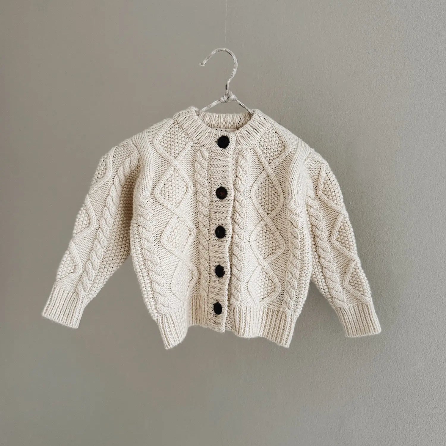 Lalaby Coby cardigan for babies in natural white merino wool