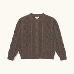 Lalaby Coby cardigan for kids in chocolate brown merino wool