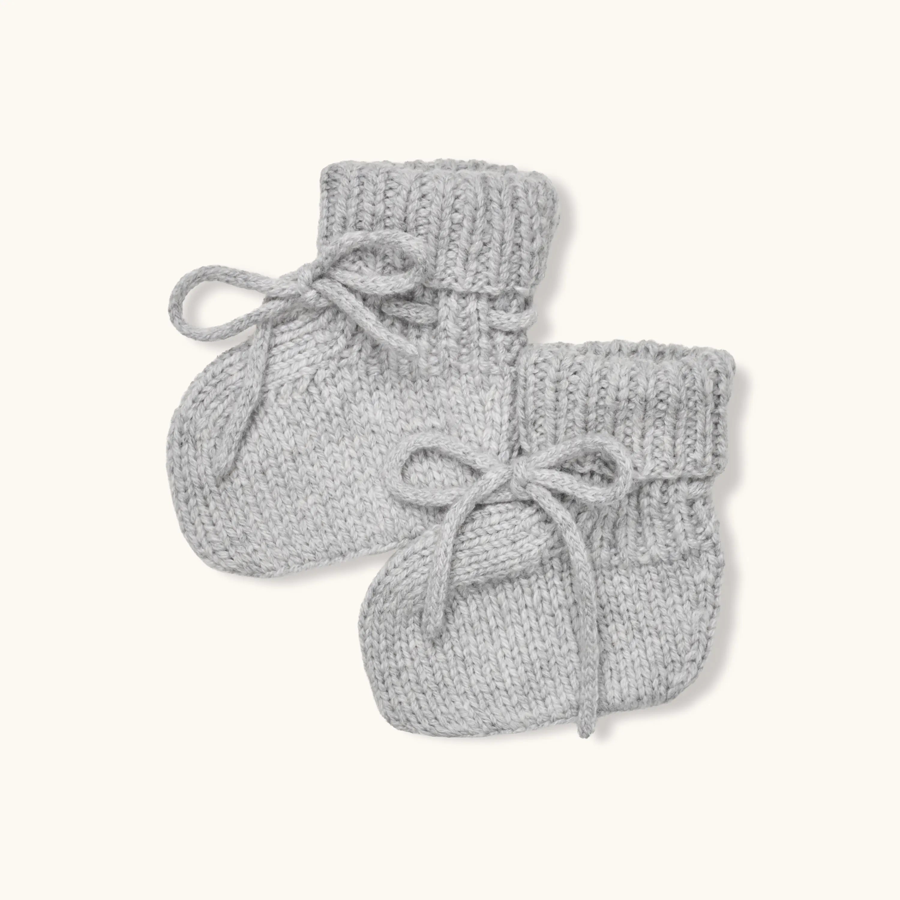 Lalaby knitted Cony shoes for babies in a grey baby wool, yak and cashnere blend