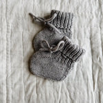 Lalaby knitted Cony shoes for babies in a grey baby wool, yak and cashnere blend