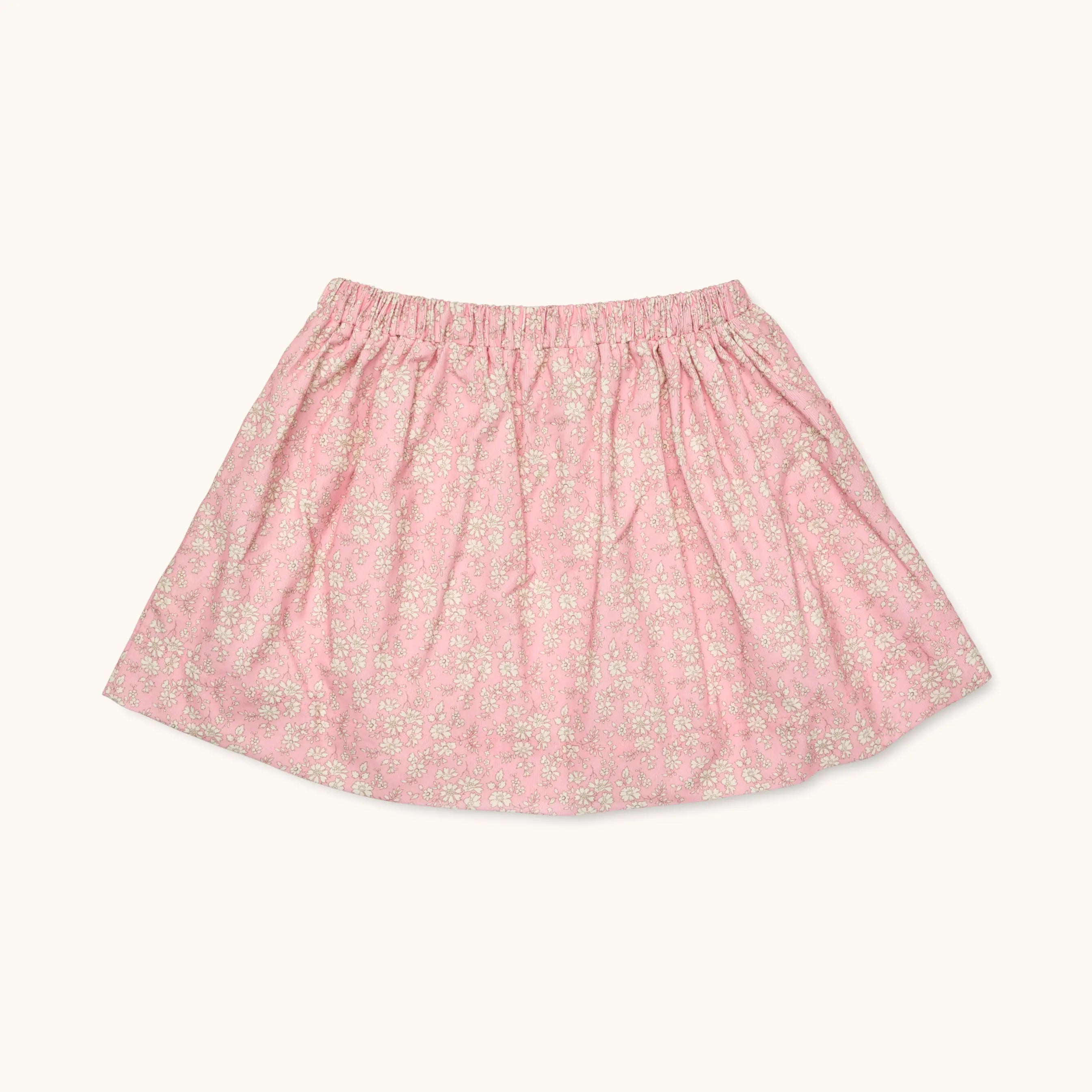 Lalaby Dagmar skirt for kids in pink flower liberty cotton corduroy