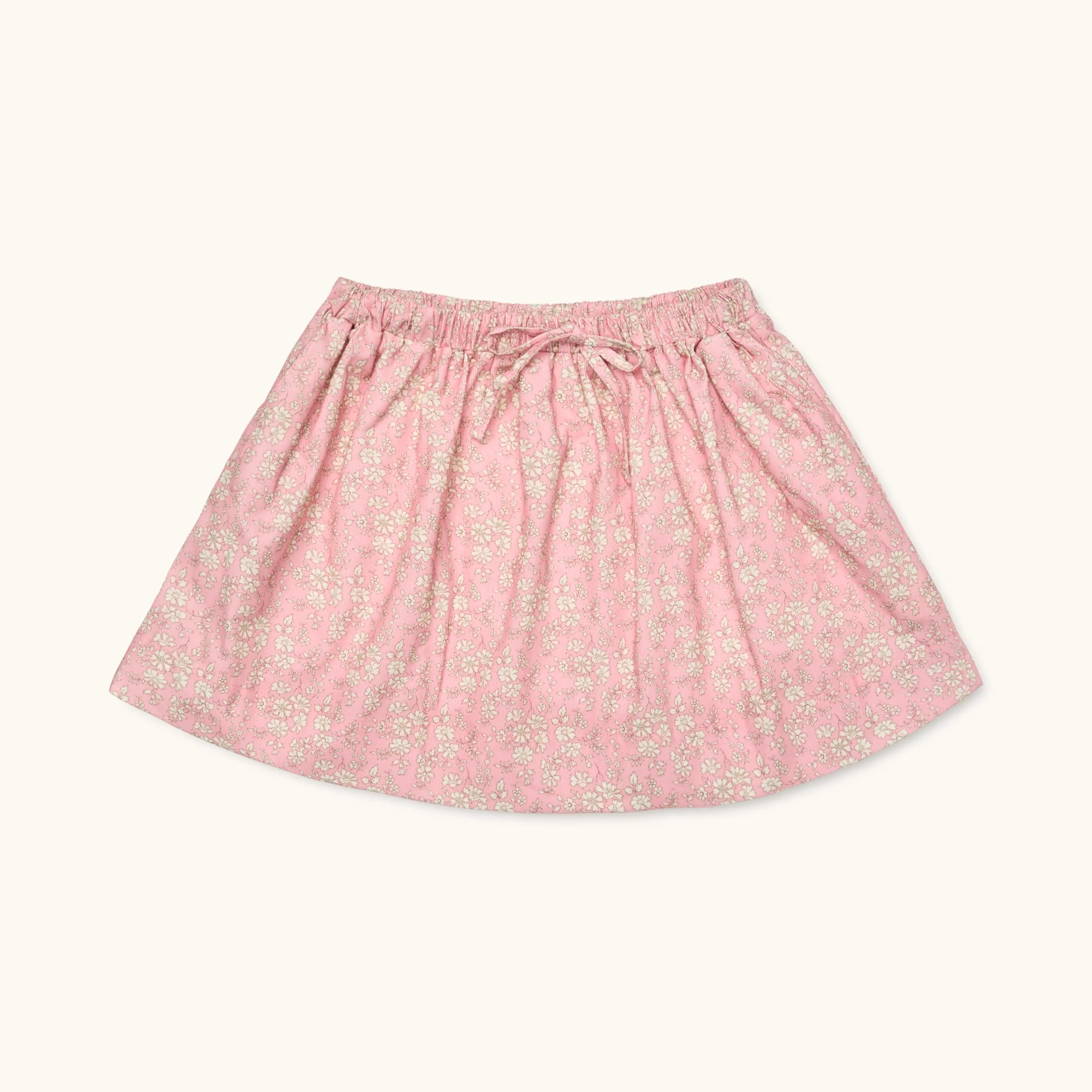 Lalaby Dagmar skirt for kids in pink flower liberty cotton corduroy