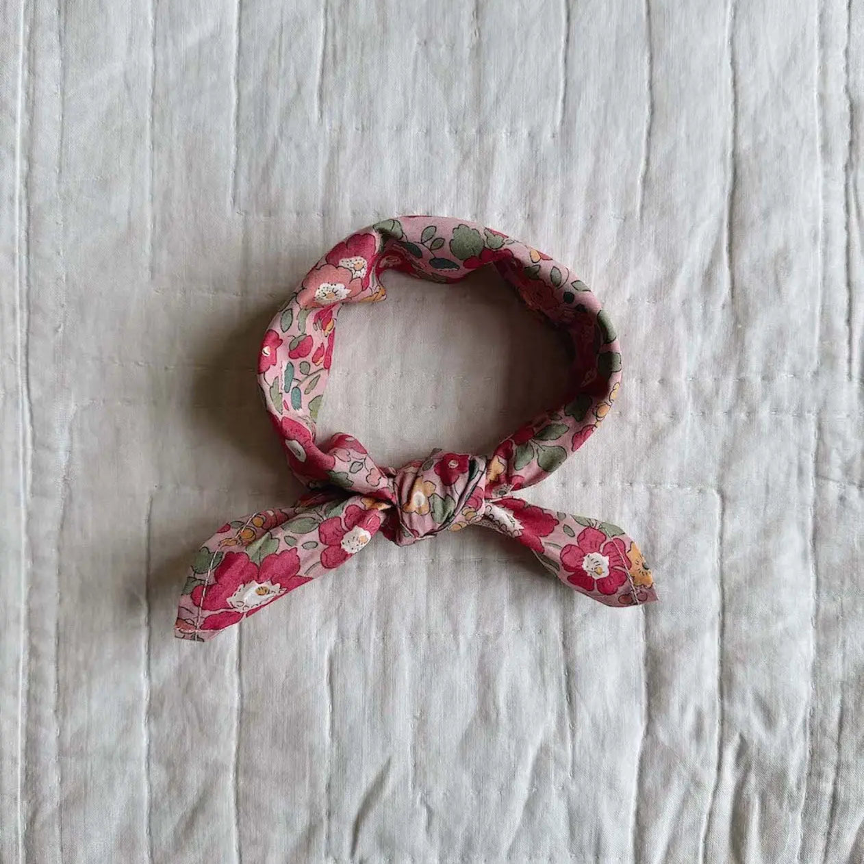 Lalaby Eddie scarf for babies and kids in berry betsy pink liberty organic cotton