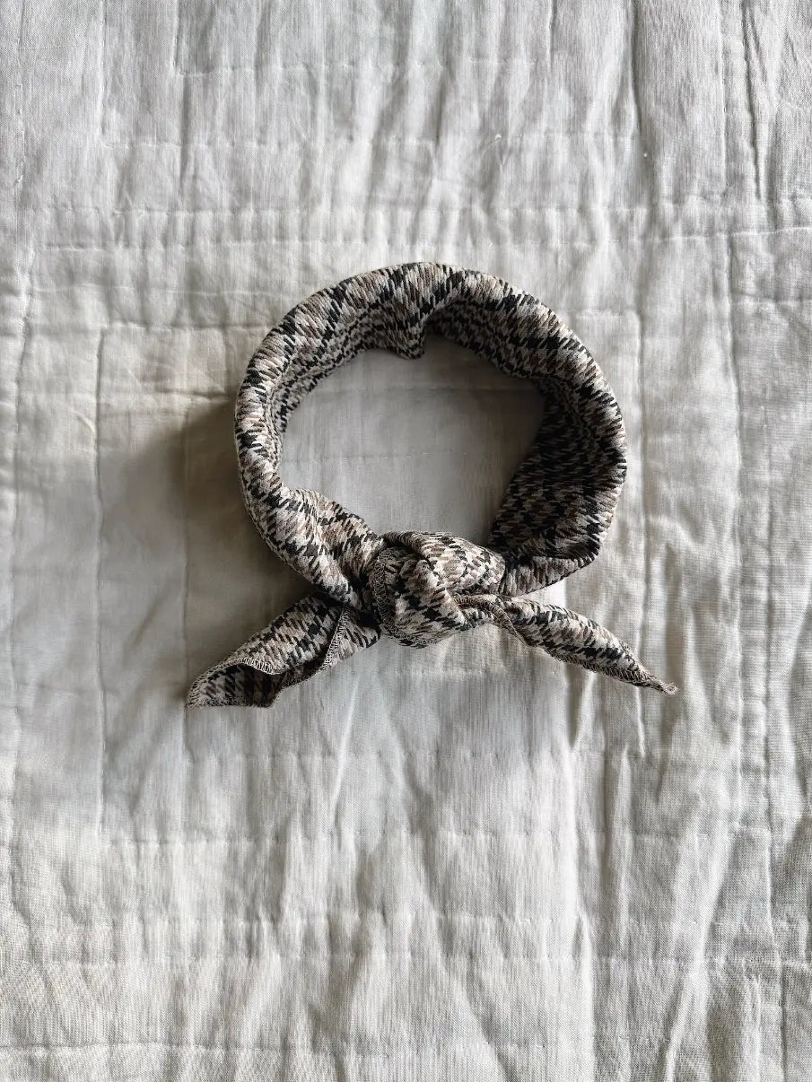 Lalaby Eddie scarf for babies, kids and adults in tweedy check organic cotton
