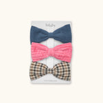 Lalaby Hairbow 3-pack in flamingo pink, tweedy check and whale blue mix 