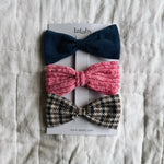 Lalaby Hairbow 3-pack in flamingo pink, tweedy check and whale blue mix 