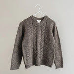Lalaby Hugo v-neck for kids in a millet brown baby wool, yak and cashnere blend