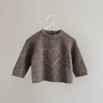 Lalaby ILY sweater for babies in a millet brown baby wool, yak and cashmere blend