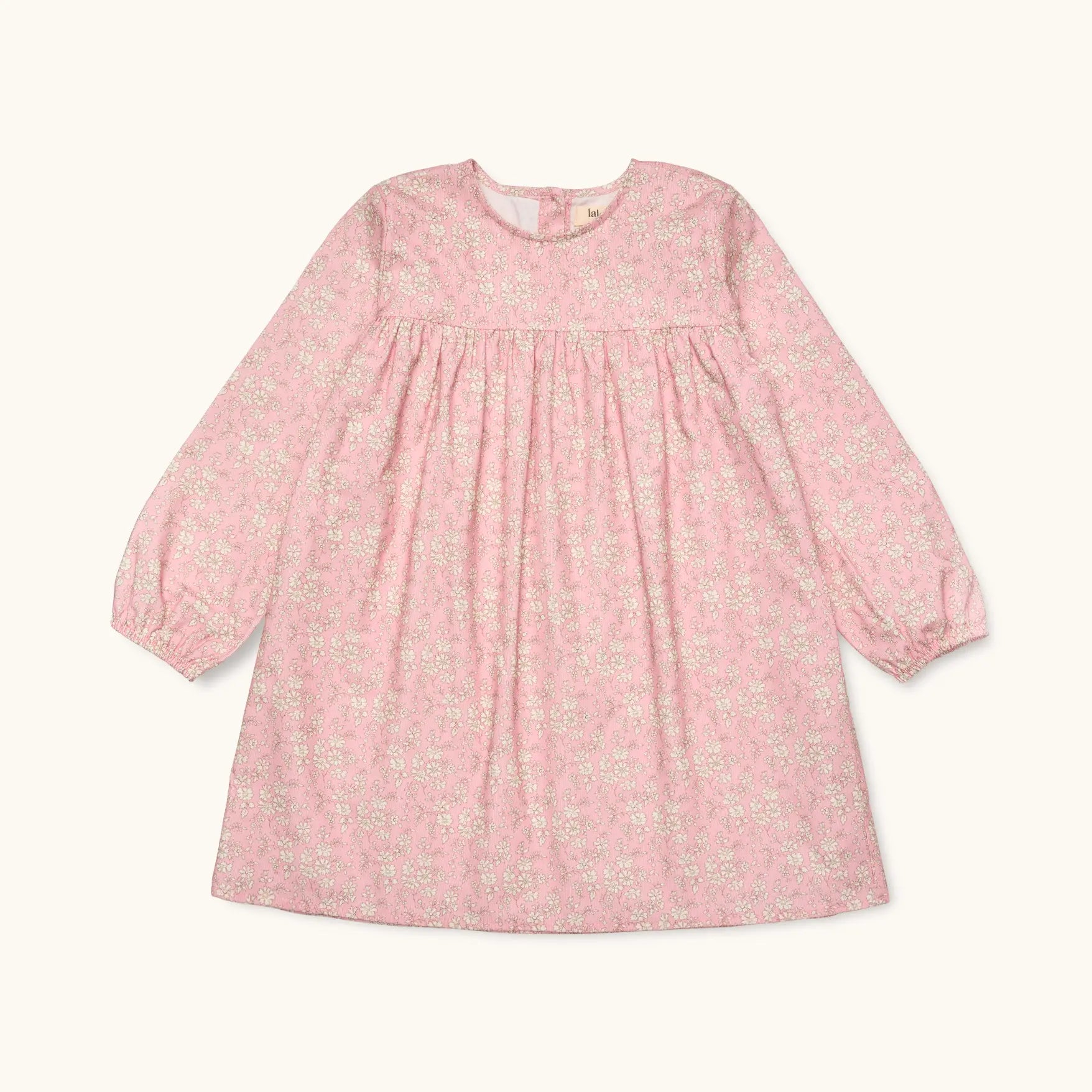 Lalaby Ines dress for kids in pink flower liberty cotton corduroy 
