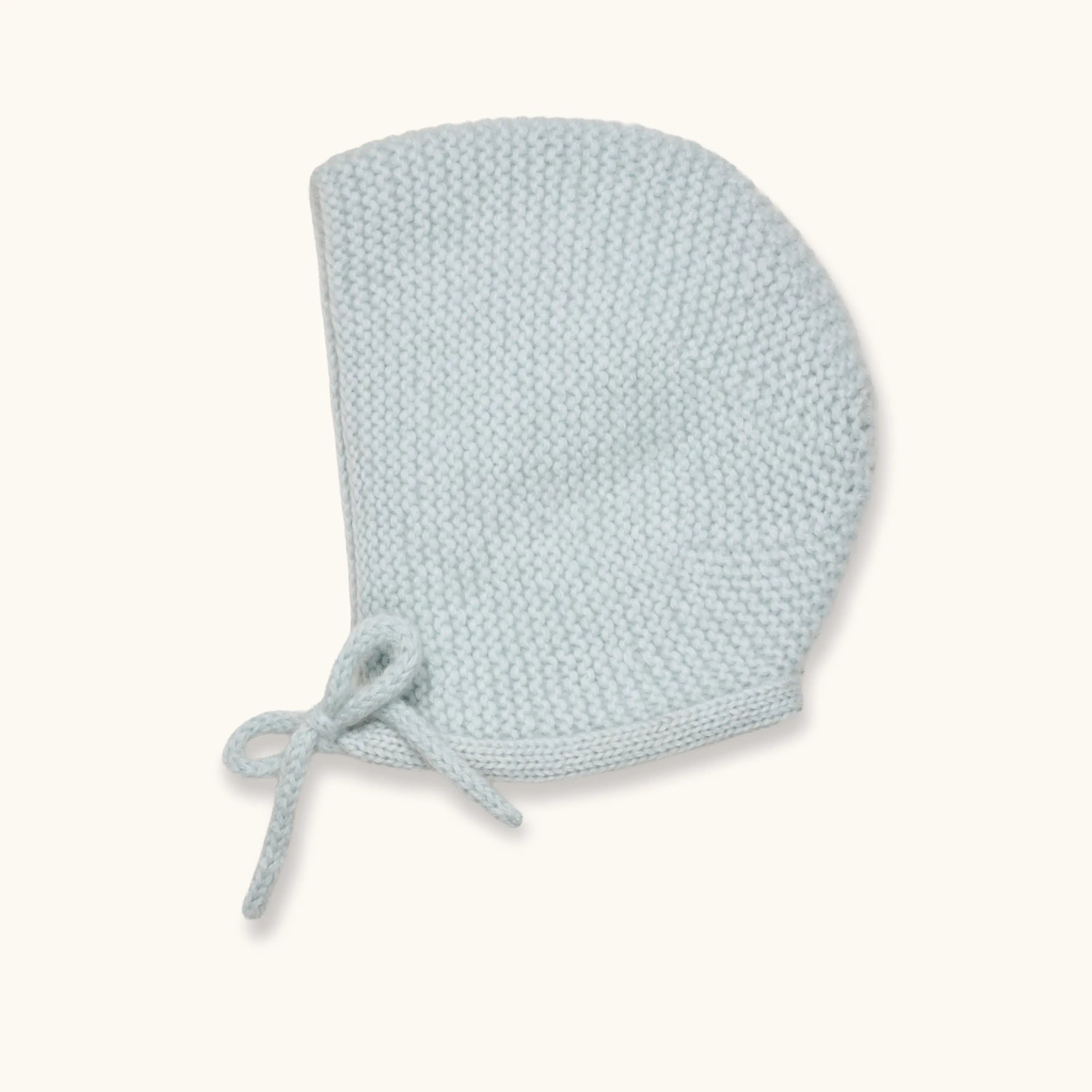 Lalaby knitted Ivy bonnet for babies in bluey light blue cashmere