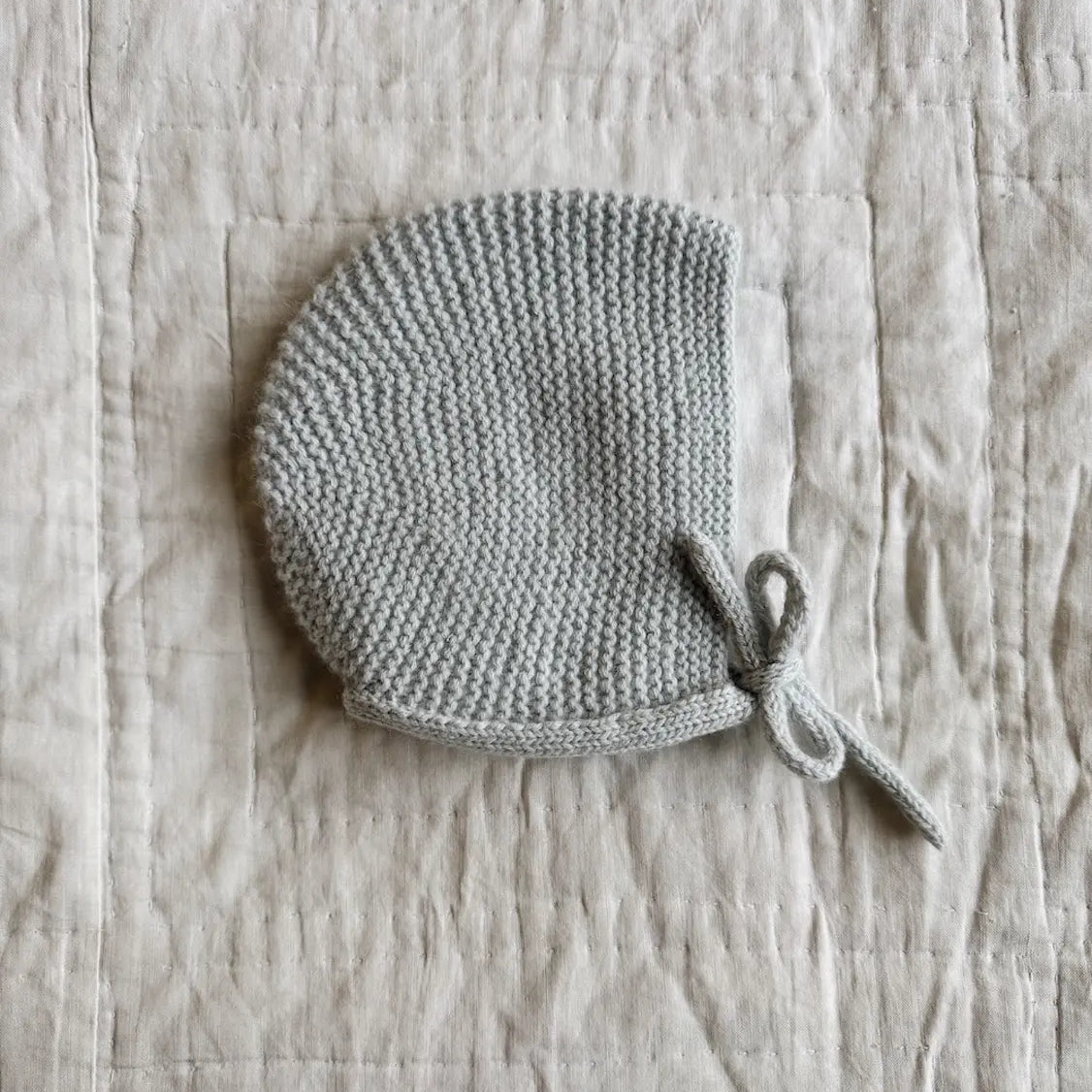 Lalaby knitted Ivy bonnet for babies in bluey light blue cashmere