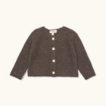Lalaby Kuro cardigan for babies in chocolate brown merino wool