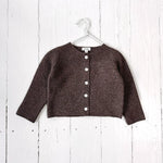 Lalaby Kuro cardigan for babies in chocolate brown merino wool