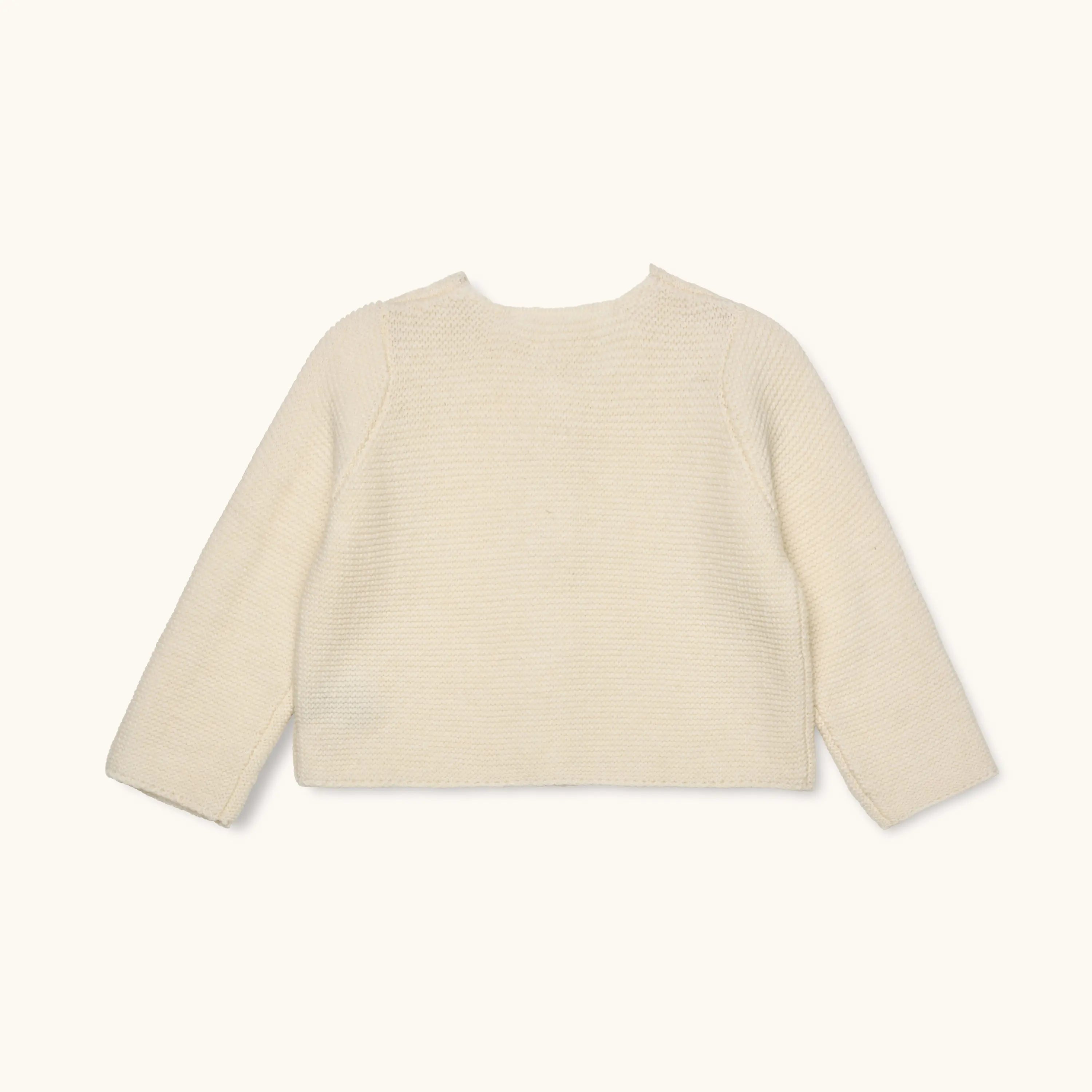 Lalaby Kuro cardigan for babies in natural white merino wool