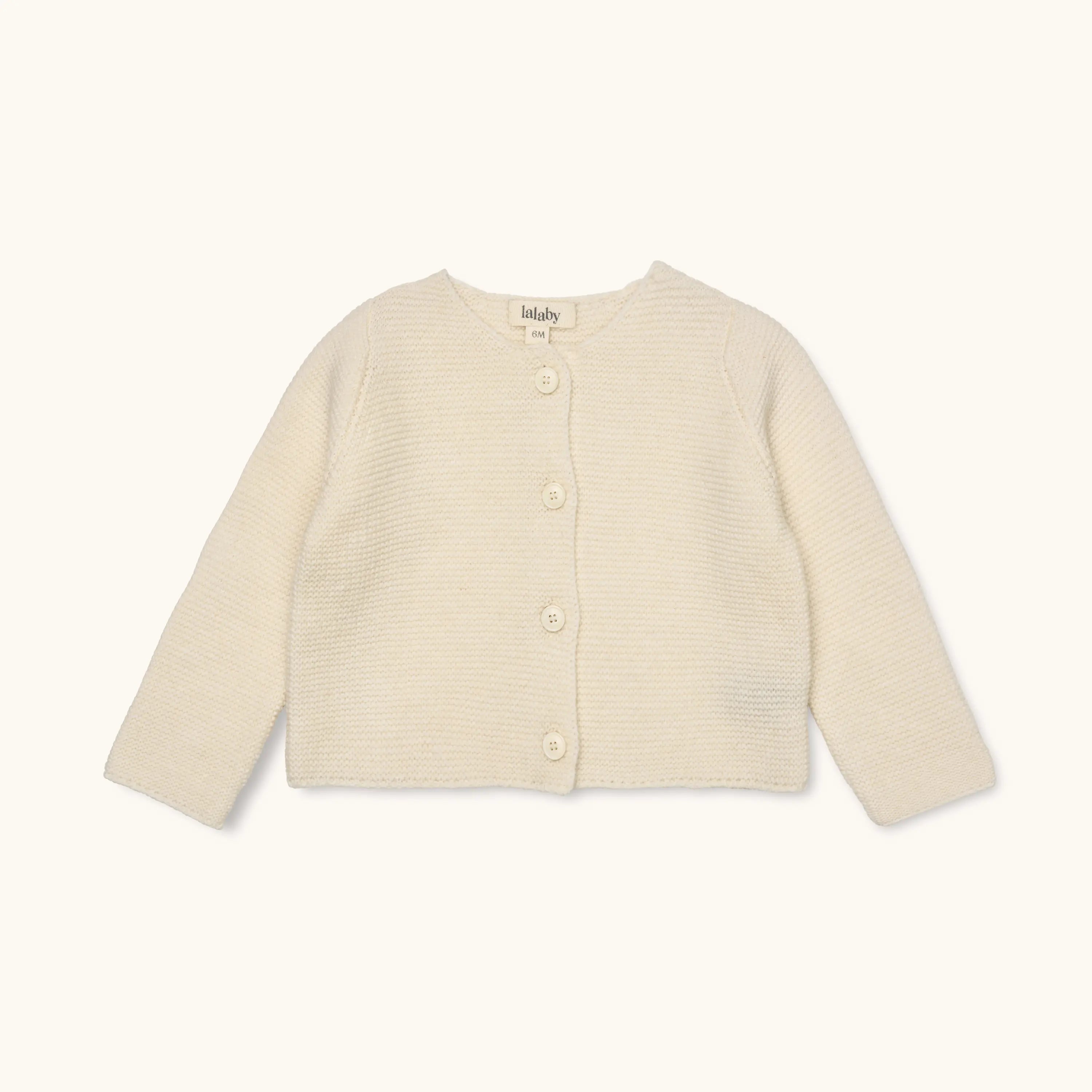 Lalaby Kuro cardigan for babies in natural white merino wool