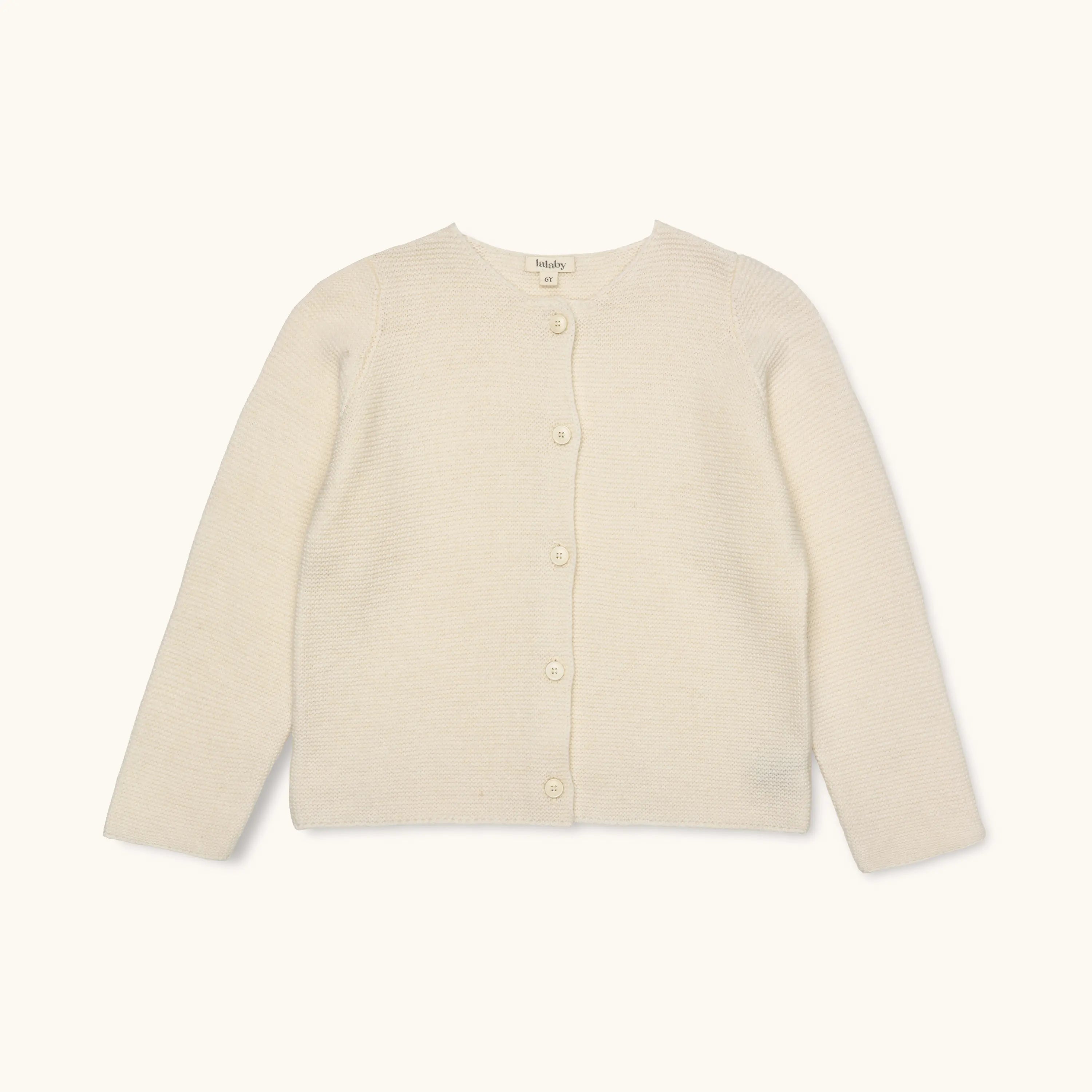 Lalaby Kuro cardigan for kids in natural white merino wool
