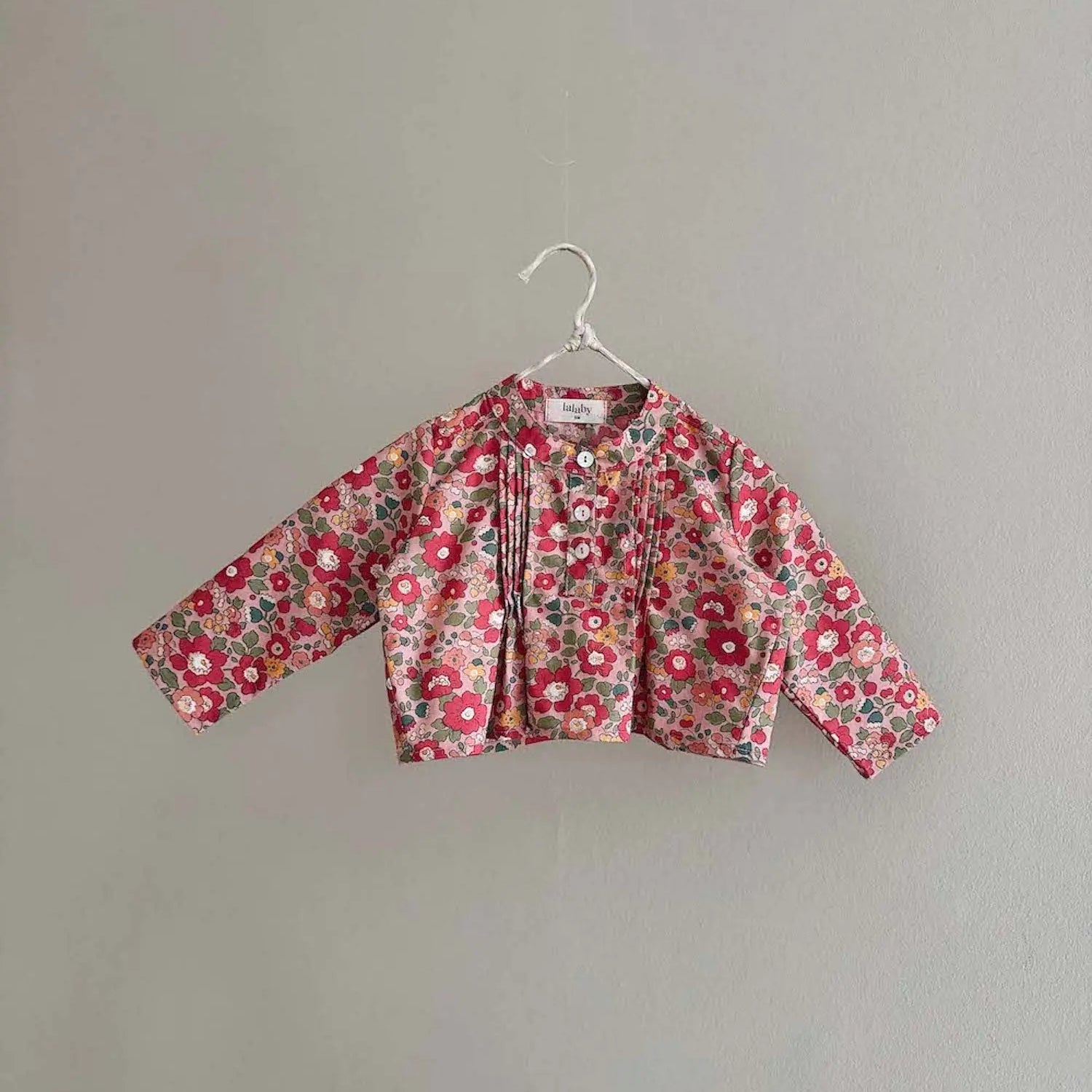 Lalaby Mimi baby shirt in berry betsy pink liberty organic cotton